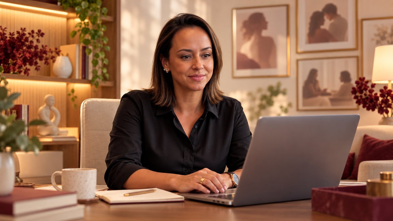 Psicóloga Daniela Crispim atendendo online